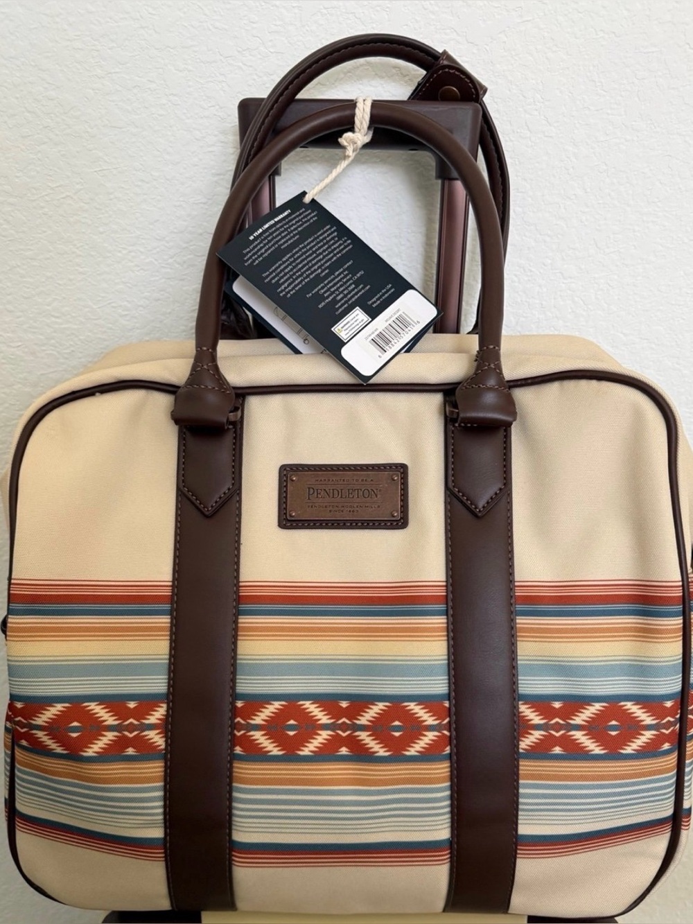 Pendleton Weekender Travel Bag Southwest Khaki Print Strap Luggage NWT